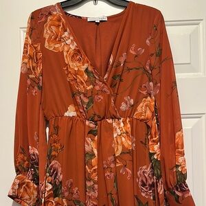 Baltic Born Rust Floral Long Sleeve Dress